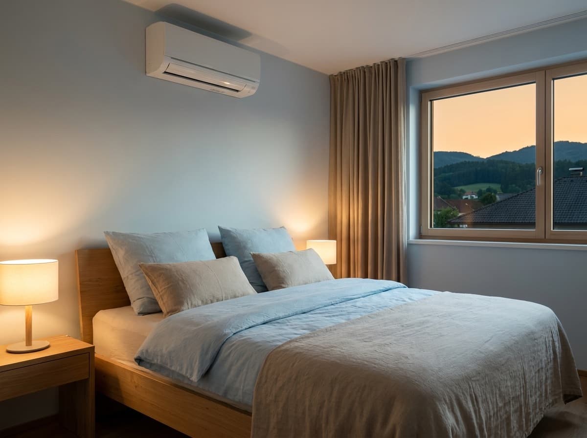 Angenehm gekühltes Schlafzimmer an einem heißen Sommerabend