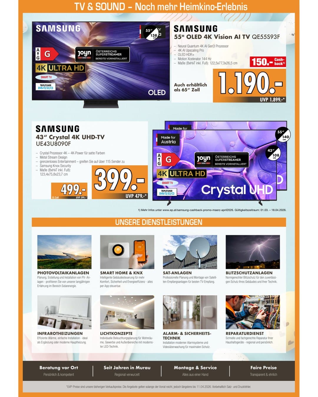 TV & Sound – Samsung OLED, Crystal UHD ab 399,-